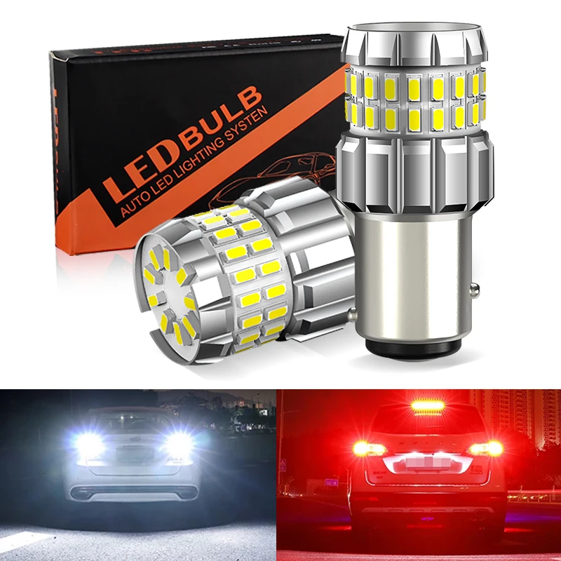 2PCS 1157 BAY15D LED Bulbs Turn Signal Lights Bright White Car Parking Reverse Back Brake Lamp Super Red/White Canbus Error Free