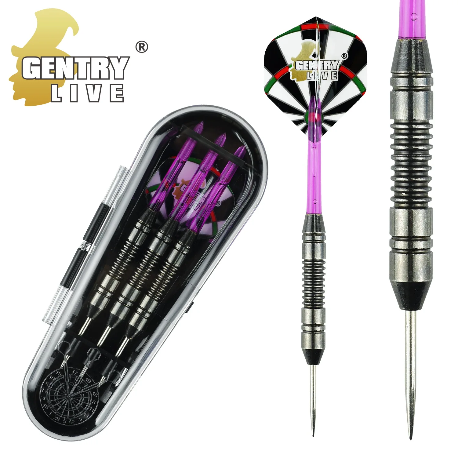 GENTRY LIVE Premium Hard Darts 80% Tungsten 21.5 Grams Pure Copper Aluminum Shaft Match Grade Hard Steel Dart Pins