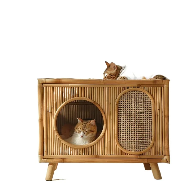 

Natural rattan cat house new product pet bed