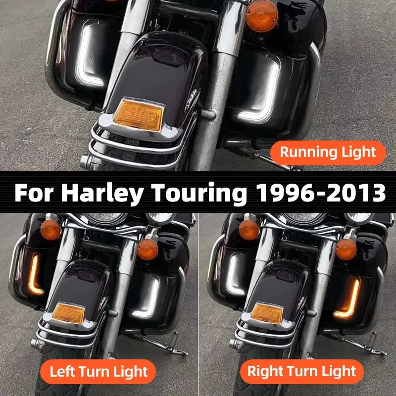 Motorcycle LED Running Lamp Fairing Lower Grills Turn Signal Light For Harley Touring Street Electra Glide Road Glide 1996-2013