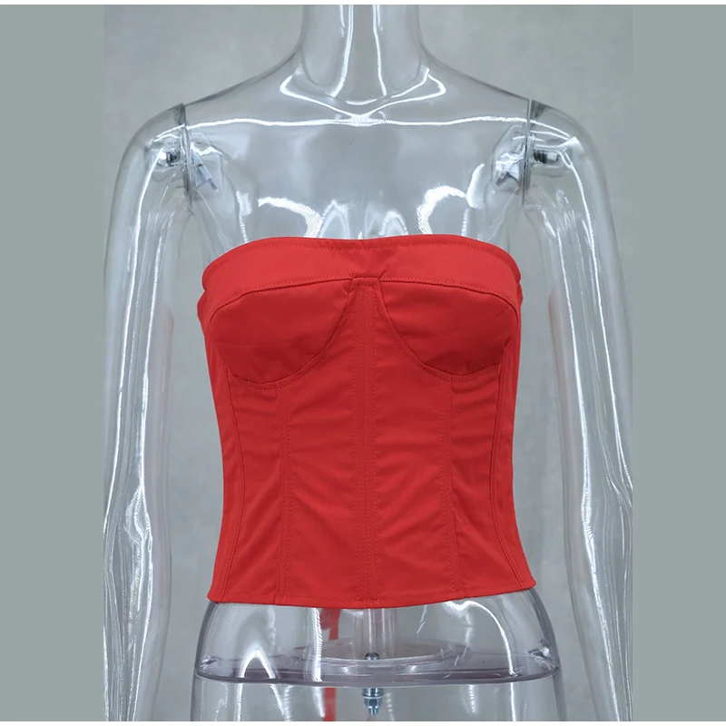 Sexy Strapless Red 3D Flowers Dress Outfits Women Bandage Backless Tube Top Mini Skirts Lady Celebrity Party Cocktail Skirt Suit