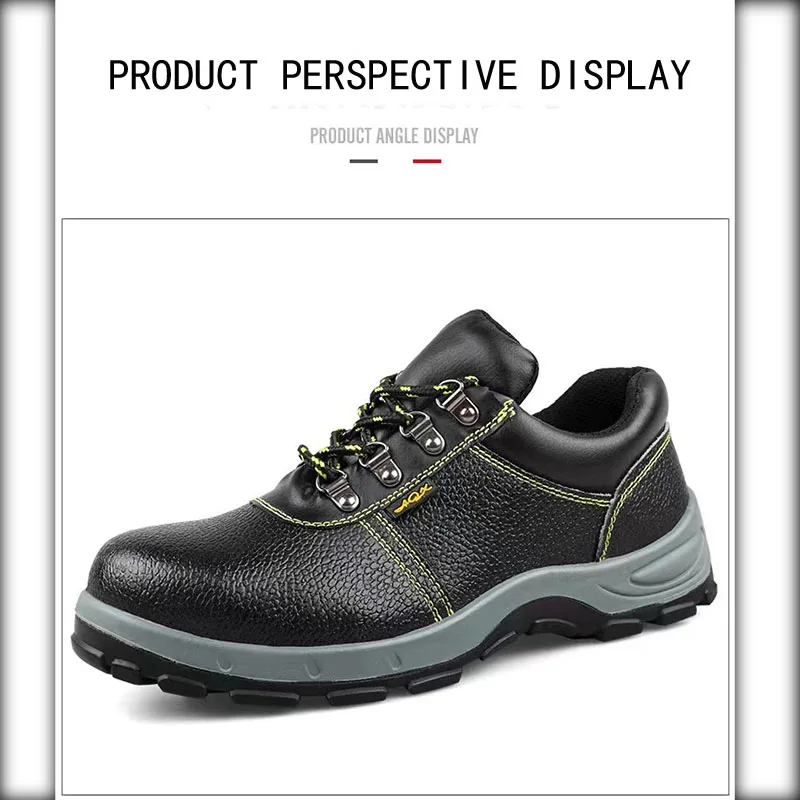 Four Seasons Anti Smash Anti Puncture Low Top Breathable Leather Men's Steel Head Safety Shoes Protective Men'S Work Boot