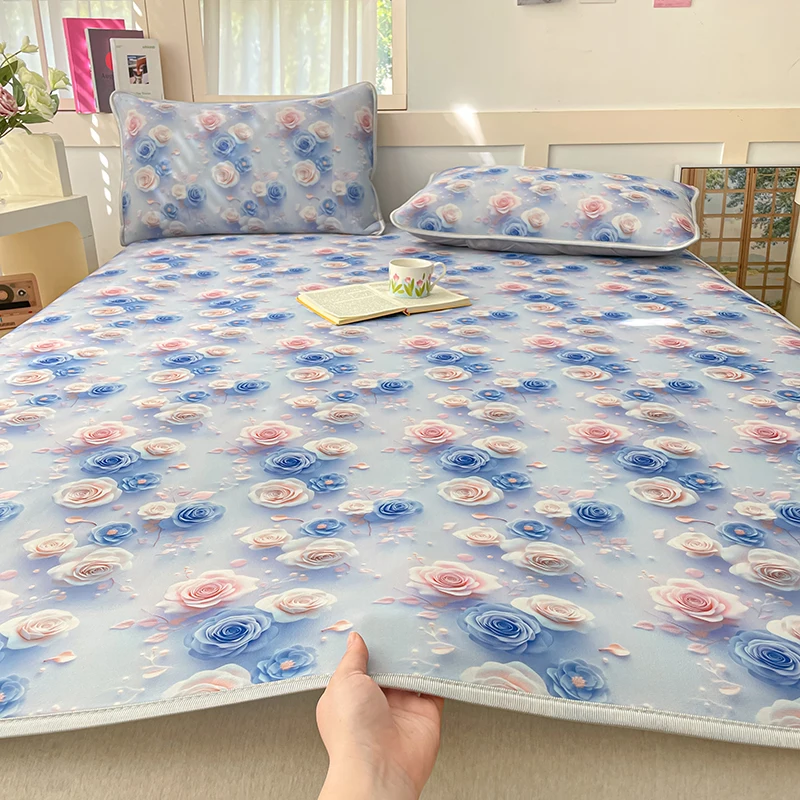 2025 جديد 5d الرقمية ثلاثي الأبعاد بارد لينة حصيرة الصيف أغطية سرير حصيرة مجموعة بارد تنفس غطاء مرتبة مع المخدة #3