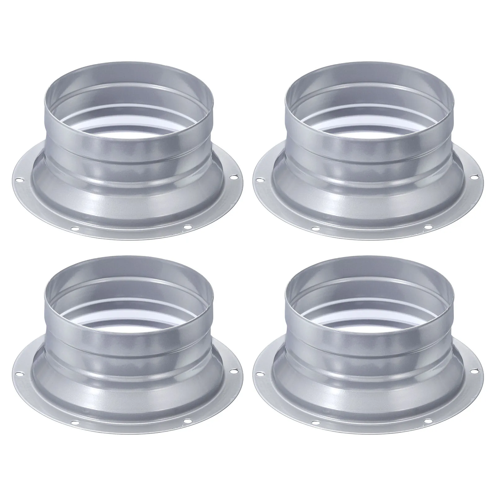 4Pcs Duct Connector Flange 4Inch Pipe Exhaust Flange Metal Inlet Outlet Fitting Duct Mounting Plate for Heating Cooling