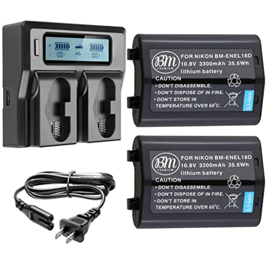 

BM Premium из 2 аккумуляторов EN-EL18D и зарядного устройства для цифровых зеркальных фотоаппаратов Nikon Z9 D4 D4S D5 D6, совместимых с N