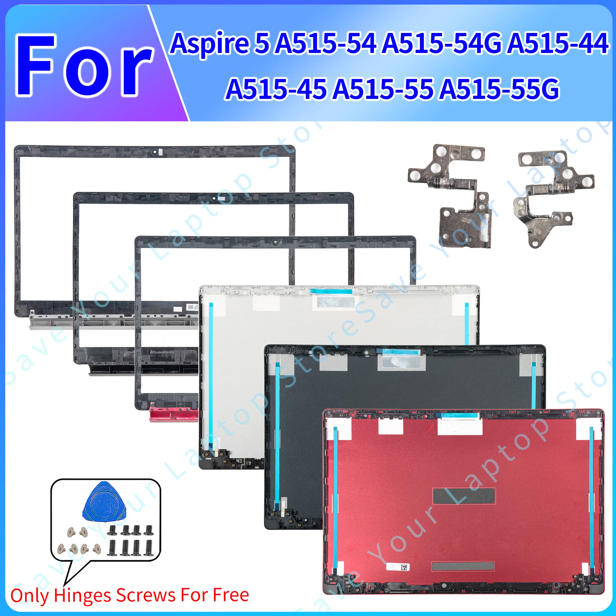 LCD Back Cover For 5 A515-54 A515-53 A515-55 A515-55G S50-51 N18Q13 lcd Hinges Repair Silver/DarkGray/Red Lid Repair