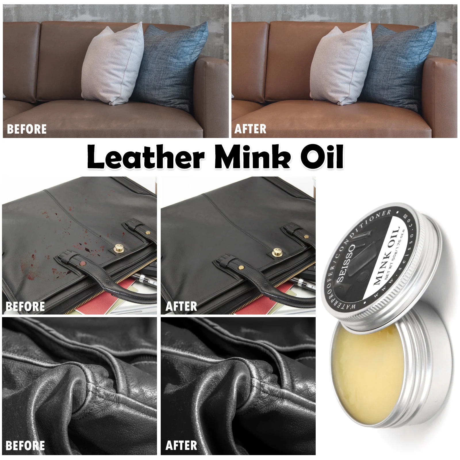 50ml Mink Oil Cream For Leather Shoes Bags Leather Care Cream Practical Leather Maintenance Cream Leathercraft Accessories