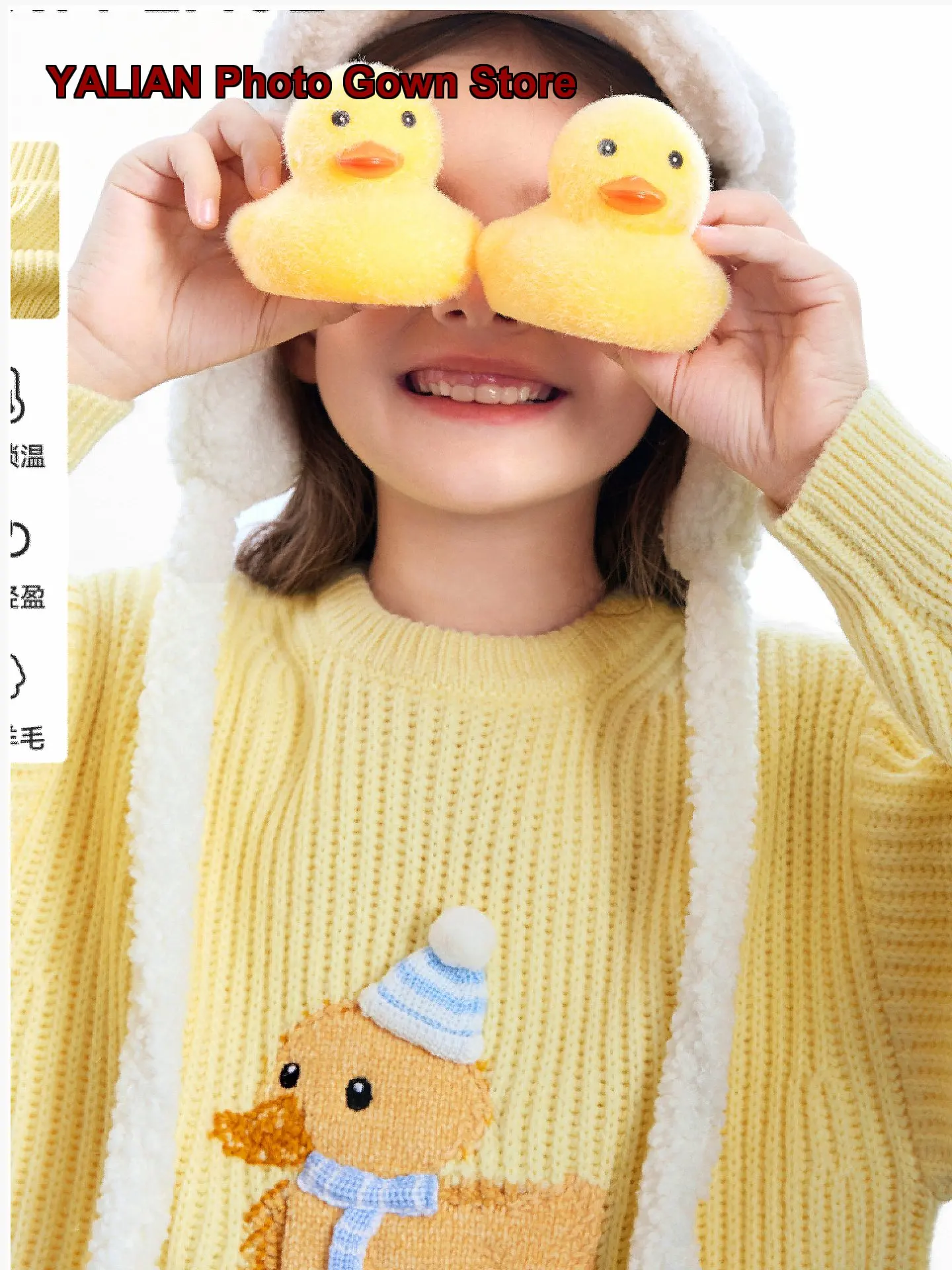 Girls Pullover Sweater Autumn Winter Knit Top Cartoon Print Animal Pattern Solid Color Kids