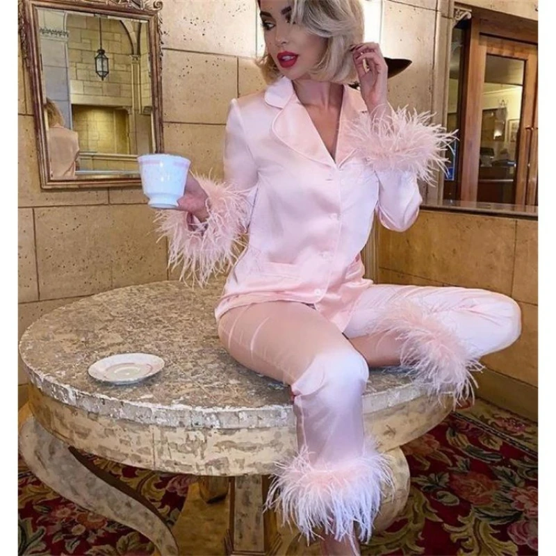 

European and American Loungewear Pajamas Suit Women Loose Comfortable Beautiful Fashion Gentle Temperament Sweet Suit