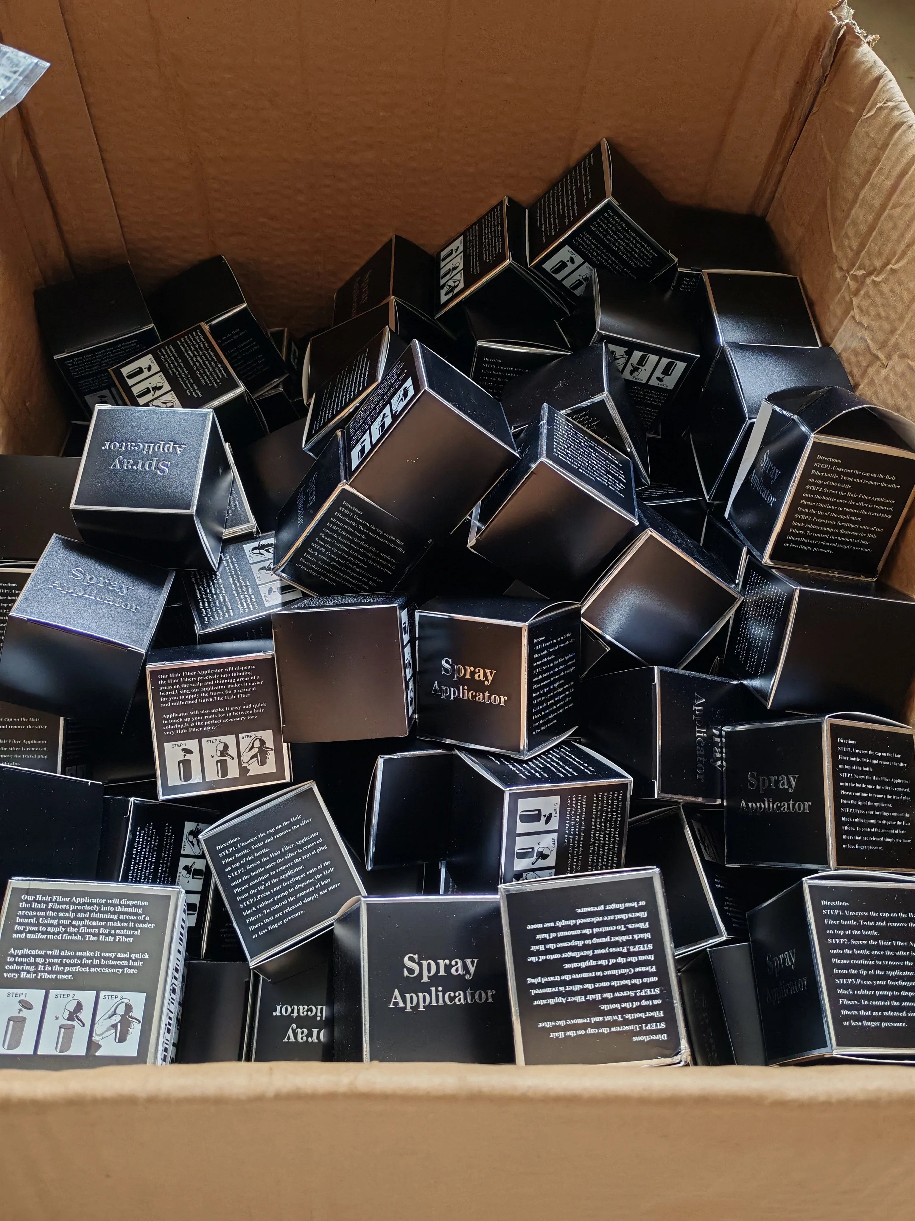 หัวฉีดพ่นผงไฟเบอร์สำหรับต่อผมแบบพกพา ปั๊มสเปรย์สำหรับผม