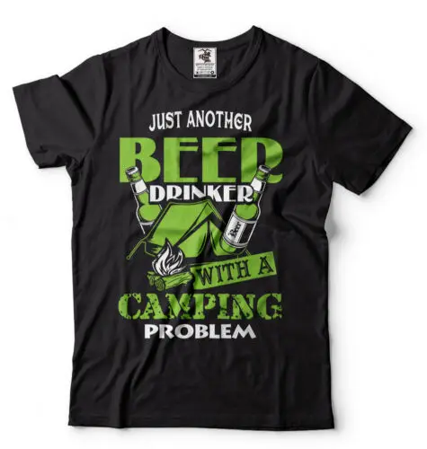 Funny Camping T-shirt Beer Drinker with Camping Problem Cool Camping Shirt