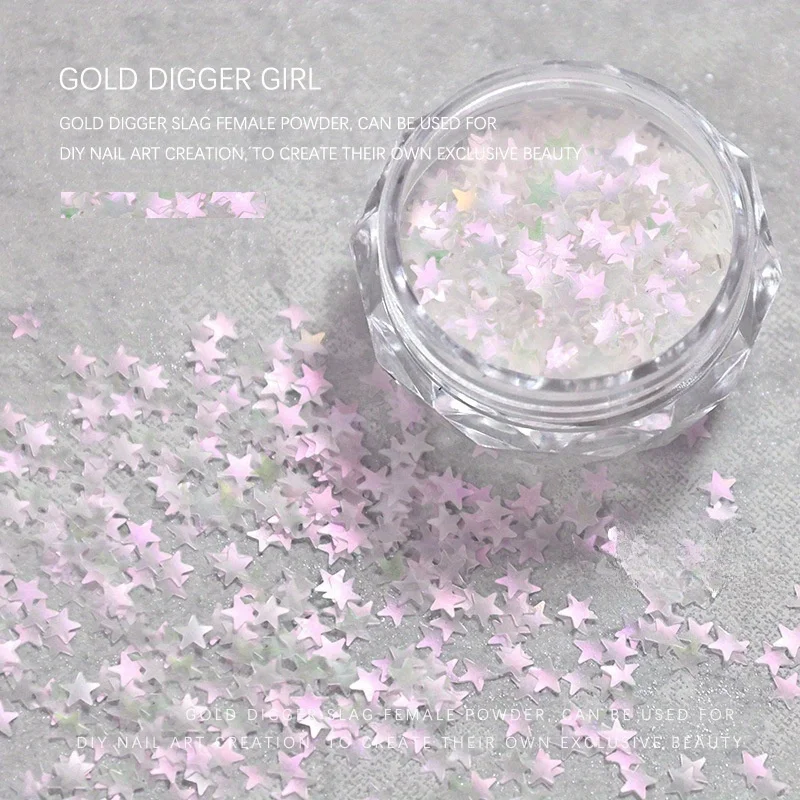 1Box Polarized Star Nail Glitter，Mermaid Sequin Nail Art Decor for Nail Art Beginners Enthusiasts Nail Salons Holiday Party