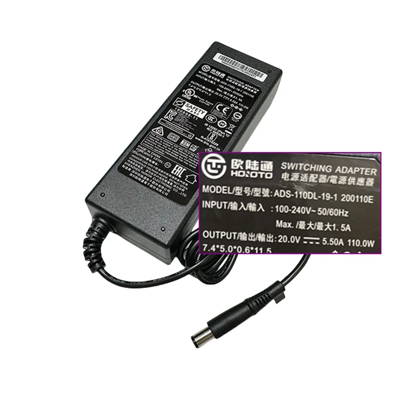 

Genuine Hoioto ADS-110DL-19-1 200110E AC Adapter for Lacie 1/2BIG DOCK THUNDERBOLT 3 LRDMU06 Power Supply 20V 5.5A 110W 7.4x5.0