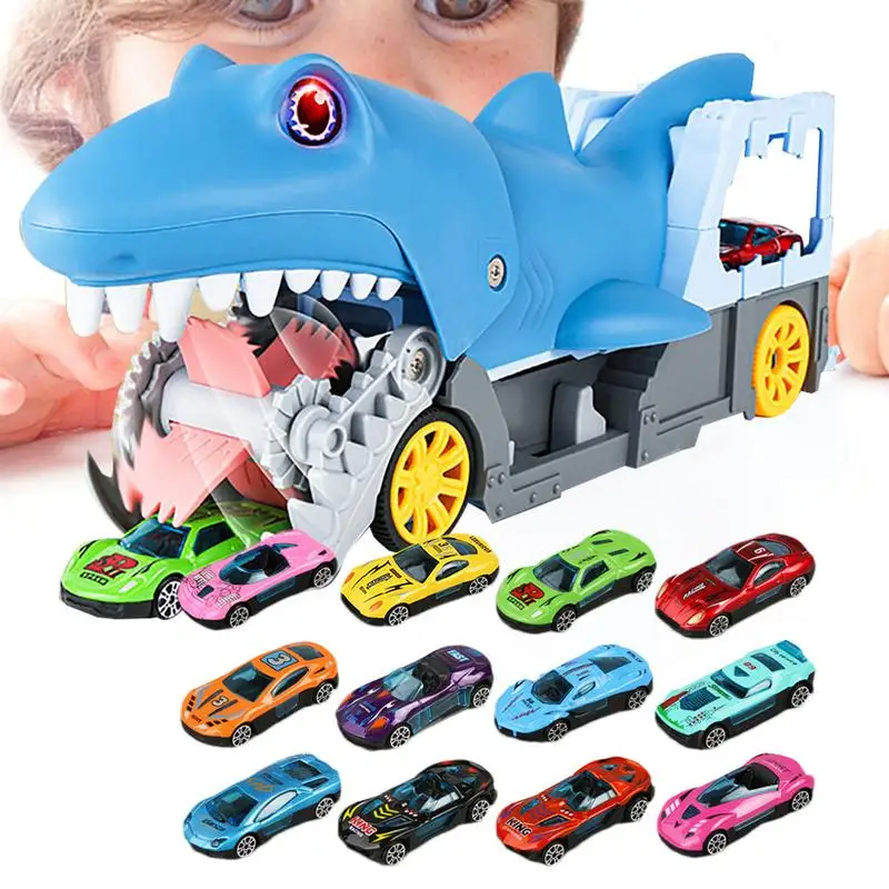 

Dinosaur Devouring Transporter Sound And Light Toy Dinosaur Transporter & Car A-Click Ejection Transporter Hauler Truck Vehicles