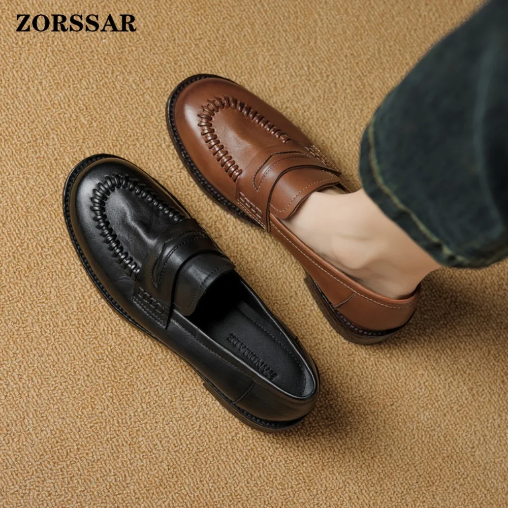 

2025 New Women Shoes Flats Leather Moccasins Sneakers Woman Casual Shoes Slip-on Loafers Female Boat Shoes Big Size 40