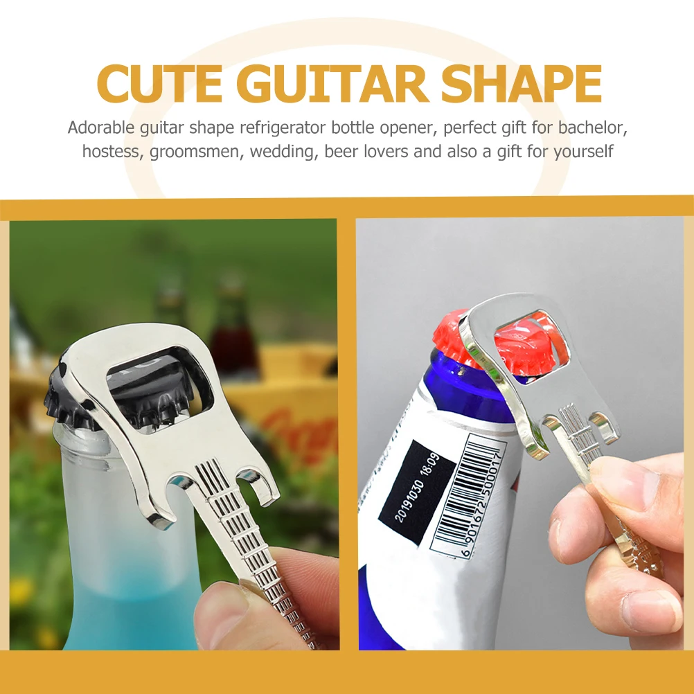 

2Pcs Adorable Guitar Bottle Opener Safe Practical Metal Cap Opener for Bachelor Groomsmen Wedding Party Supplies Accessories