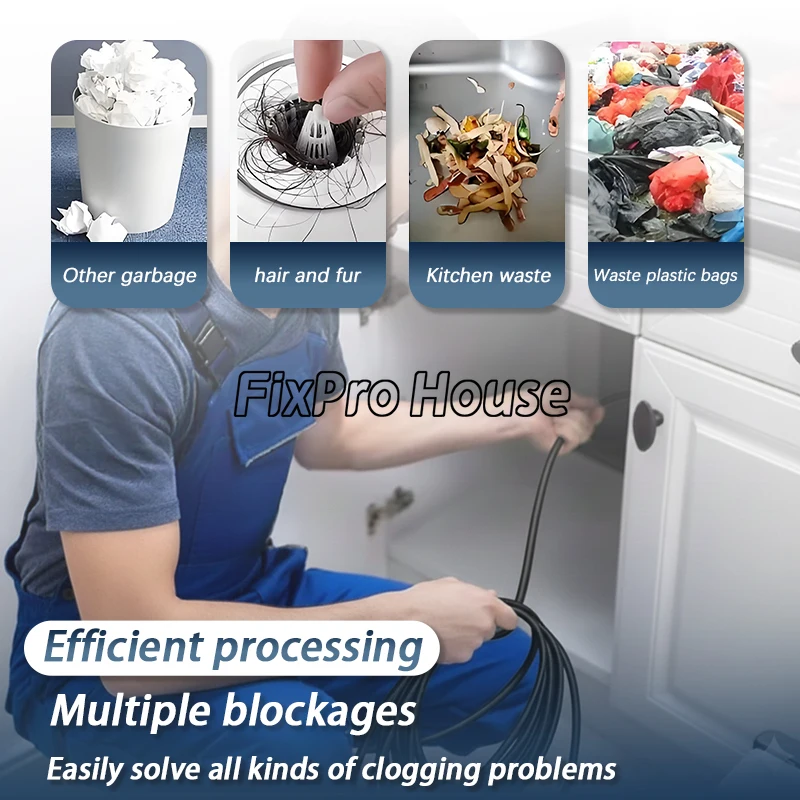 

Электрический инструмент для прочистки труб 1-3 м, прочистка засоров в трубах для ванной, кухни, раковины, мощный сантехнический инструмент