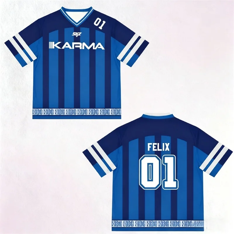 Summer Stay Karma Album Fan Felix Bangchan Hyunjin Sport Jersey Streetwear Casual Short Sleeve T-Shirt Clothing Family Kids Tees