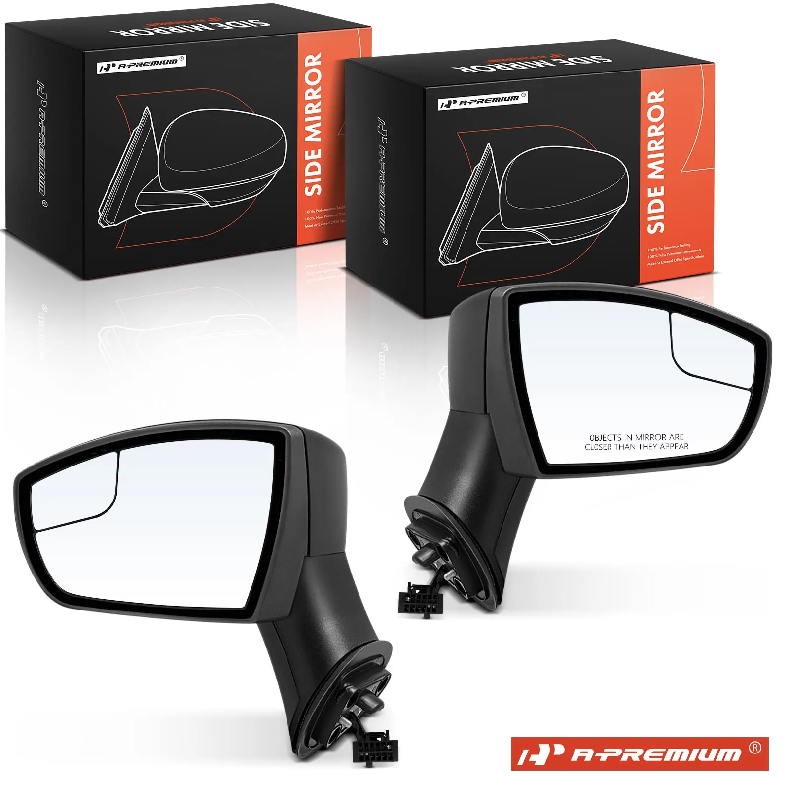 A-Premium Pair Power Door Mirror for Ford EcoSport 2018-2022 Manual Folding Turn Signal Light Smooth Black