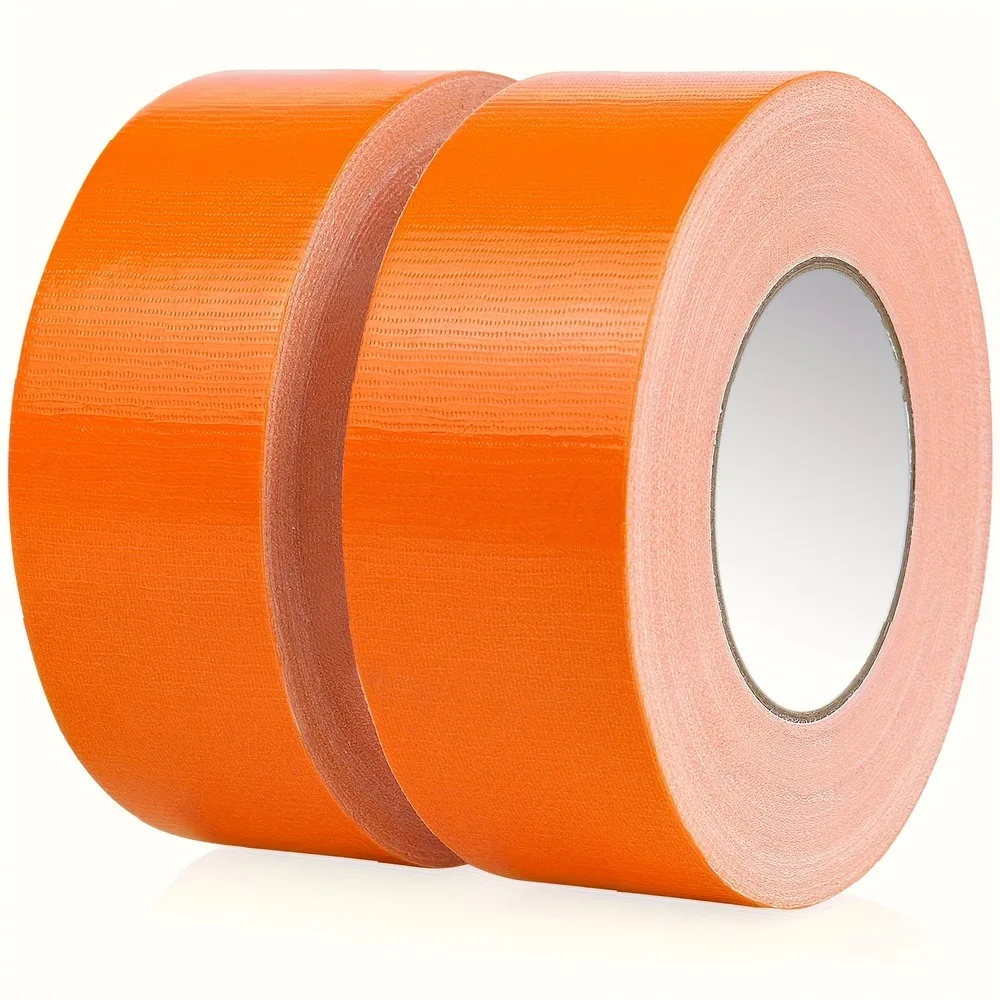 Heavy Duty Orange Duct Tape 2 Rolls 1.89in x 787.4in Waterproof Fabric Adhesive for Repair, Industrial Use, Multi-for