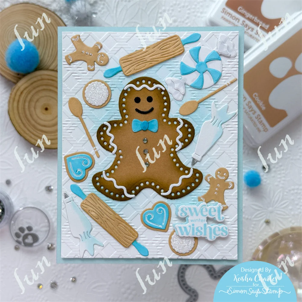 Pão de gengibre decoração de natal morrer corte de metal selos scrapbooking diy boneco de neve wafer feliz árvores cartão de presente do feriado