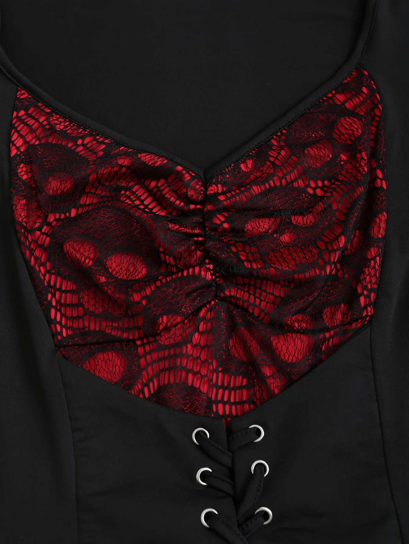 European and American fashion women's Halloween selection Gothic flared sleeves skull lace patchwork irregular T-shirt plus-s