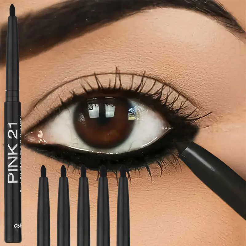 5Pcs Black Eyeliner Pencil Set - Waterproof, Long-Wearing, Easy Twist-up Application for Perfect Eye Makeup