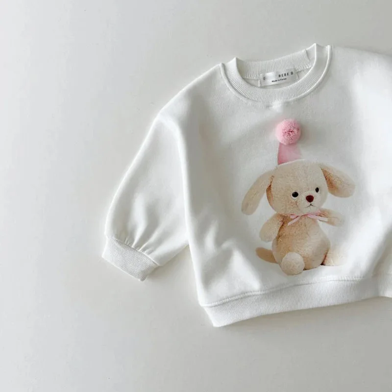 2024 Autumn New Baby Girl Long Sleeve Sweatshirt Cotton Girls Cartoon Sweatshirt Bunny Bear Print Children Pullover Baby Clothes