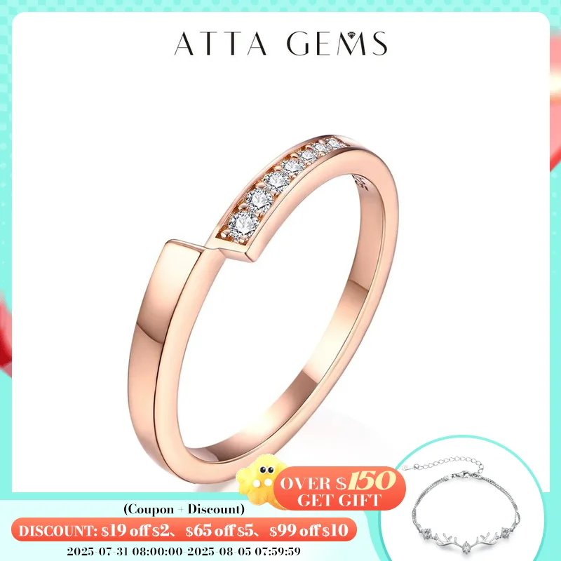 

ATTAGEMS D Color Classic 1.6mm Moissanite Ring for Women 925 Sterling Silver Passed the Diamond Tester Wedding Ring Engagement
