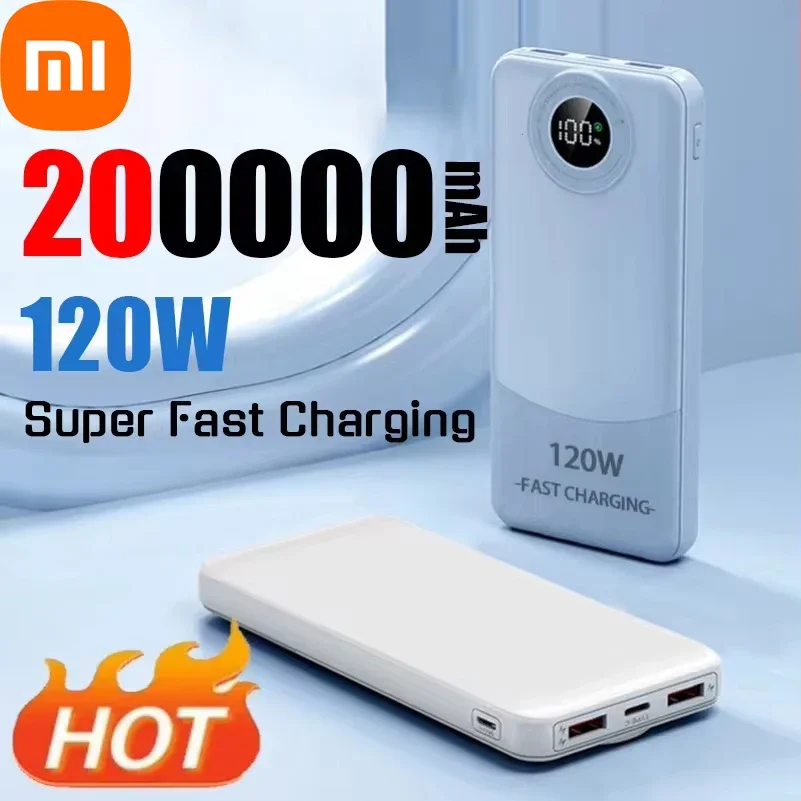 

Xiaomi Original 200000mAh Power Bank 120W Super Fast Charging Large Capacity Portable Charger Type C External Battery for iPhone