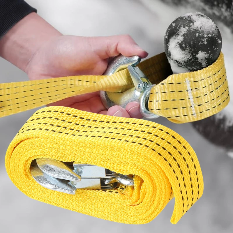 3T/5T Car Tow Cable Heavy Duty Trailer Rope Towing Pull Rope Strap Hooks Van Used Emergency Road Rescue
