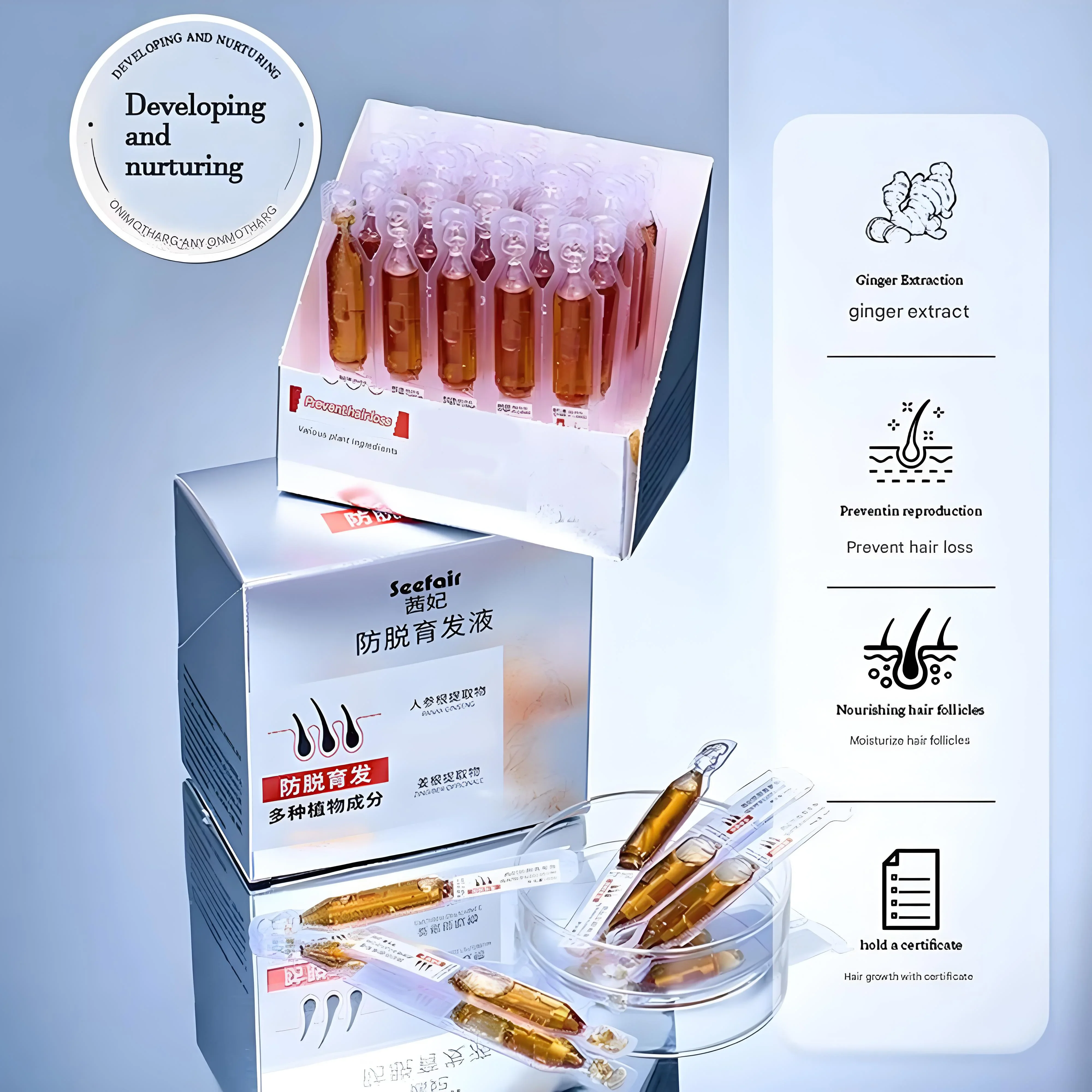 

Сыворотка для роста волос, чтобы остановить выпадение волос и укрепление фолликул для более густых, здоровых блестящих волос с питательной смесью эфирного масла