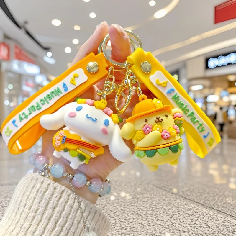 

Creative cartoon music Sanrio Big Ear Dog keychain cute bag pendant small gift PVC cinnamon dog doll car key chain pendant