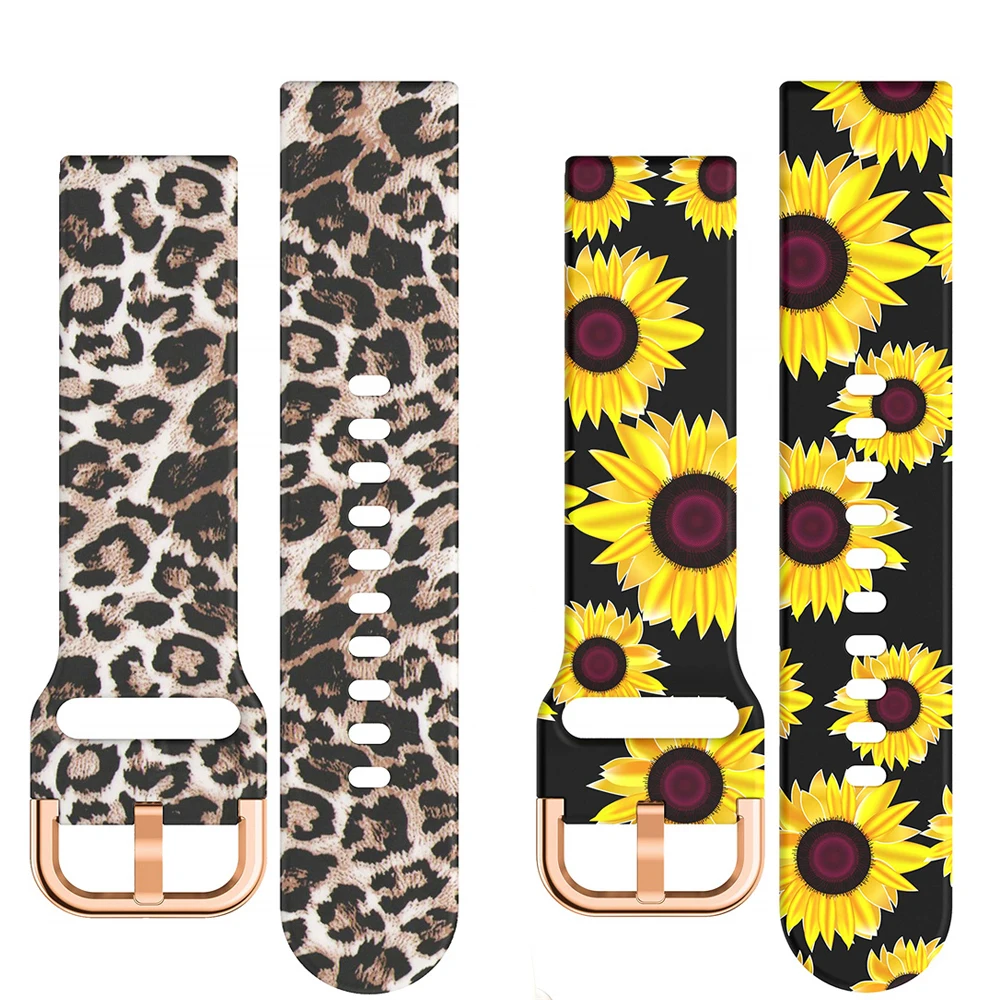 22 مللي متر 20 مللي متر 18 مللي متر الفرقة ل Redmi ساعة 5 لايت/شاومي Mi ساعة 5 نشط معصمه المطبوعة سيليكون سوار الرياضة حزام اكسسوارات