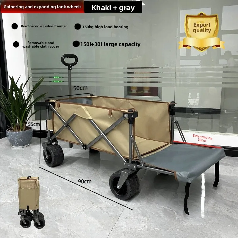 Outdoor Camping Cart Folding Hand Truck Large Capacity Groceries Market Stall Picnic Cart Beach Wagon Outdoor Camping Trolley
