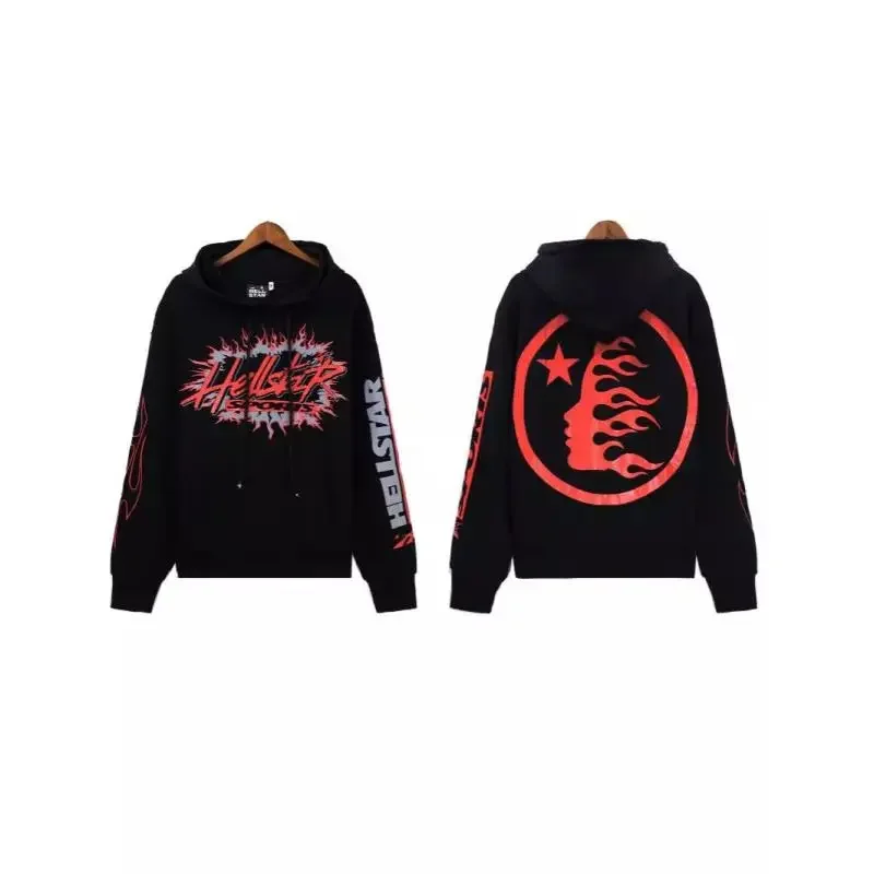 Hellstar Streetwear High Street Niche Vintage Distressed Print Letter Loose Unisex Hoodie Fall Winter Men Women Casual