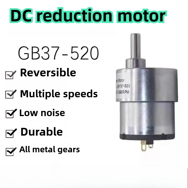 12V/24V DC Gear Motor 7RPM to 600RPM High Torque Gear Box JGB37-520 Reversible Electric Reduction Geared Motor