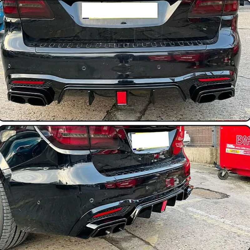Rear Bumper Diffuser Lip with Exhaust Pipes for Mercedes-Benz W166 X166 GLE350 GLE63 GLE400 GLE450 GLE500 2015 2016 2017 2018