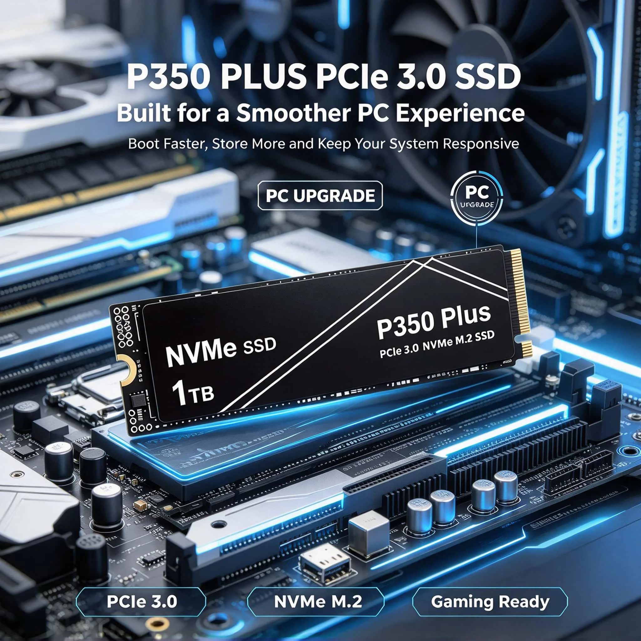 P350 PLUS NVMe SSD, 2TB/4TB/500GB/1TB, High Speed Internal Storage, Gaming Laptops, Notebook, Desktops, PC.