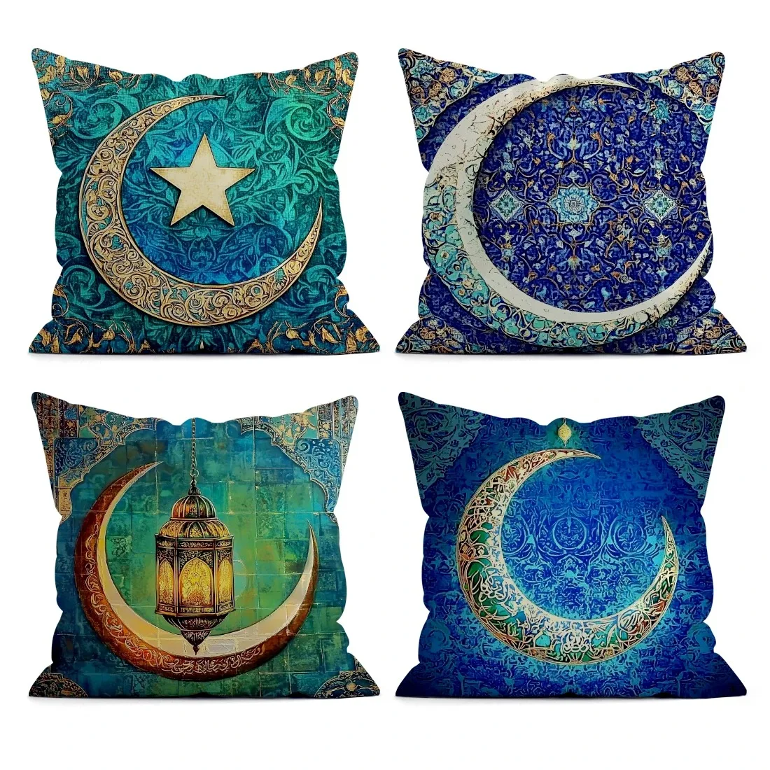 1pcs pillowcase Ramadan decoration gift retro crescent moon pattern design living room sofa cushion cover home room decoration