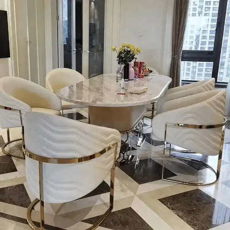 Designer-Esszimmermöbel, italienische Esszimmerstühle aus Edelstahl, luxuriöser Küchenstuhl mit Rückenlehne für Zuhause, moderner Restaurantstuhl