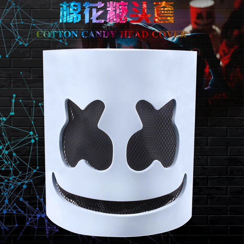 Fashion Luminous LED Mask DJ Costumes Accessories Glow Supplies Neon Light Marshmallow  Mask For Music Festival Nightclub Dance