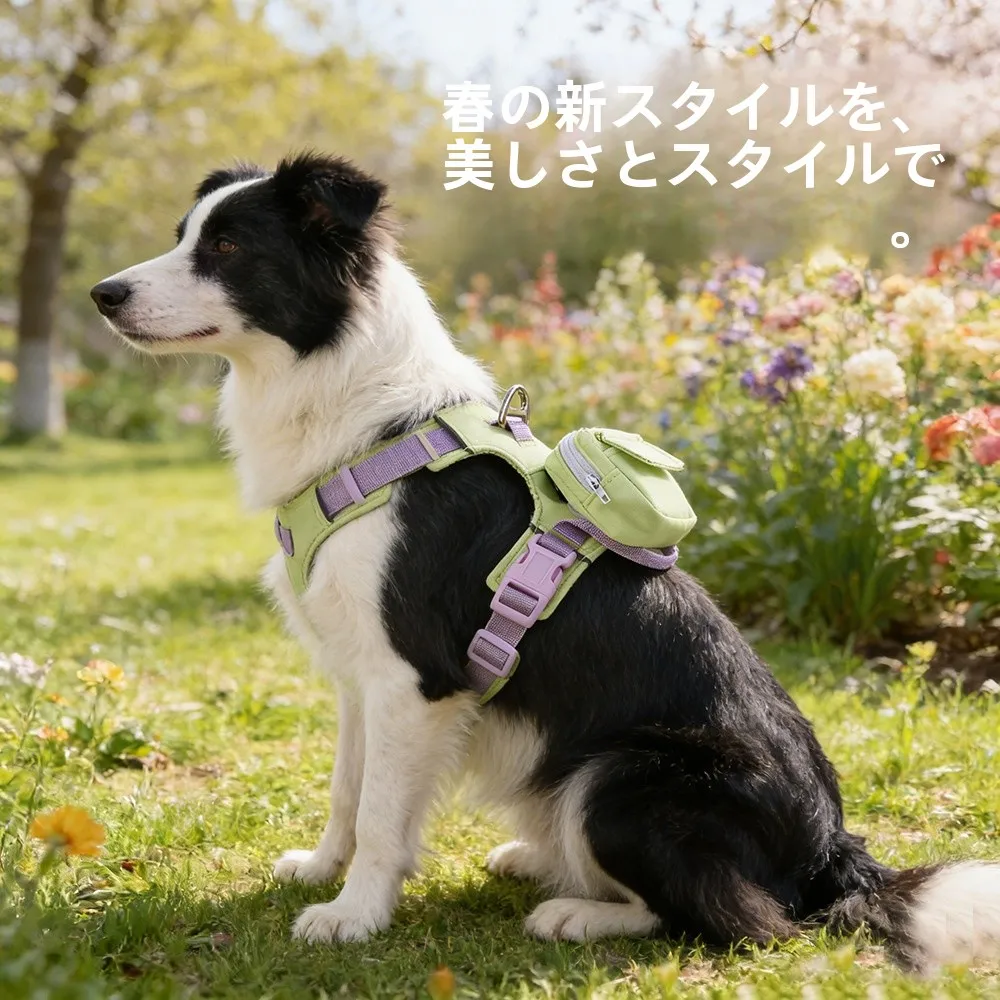 通気性のある犬用リードベストスタイルペットハーネス、大型犬、中型犬、小型犬、シープドッグ、ビション用、屋外用チェーン、犬の散歩用品