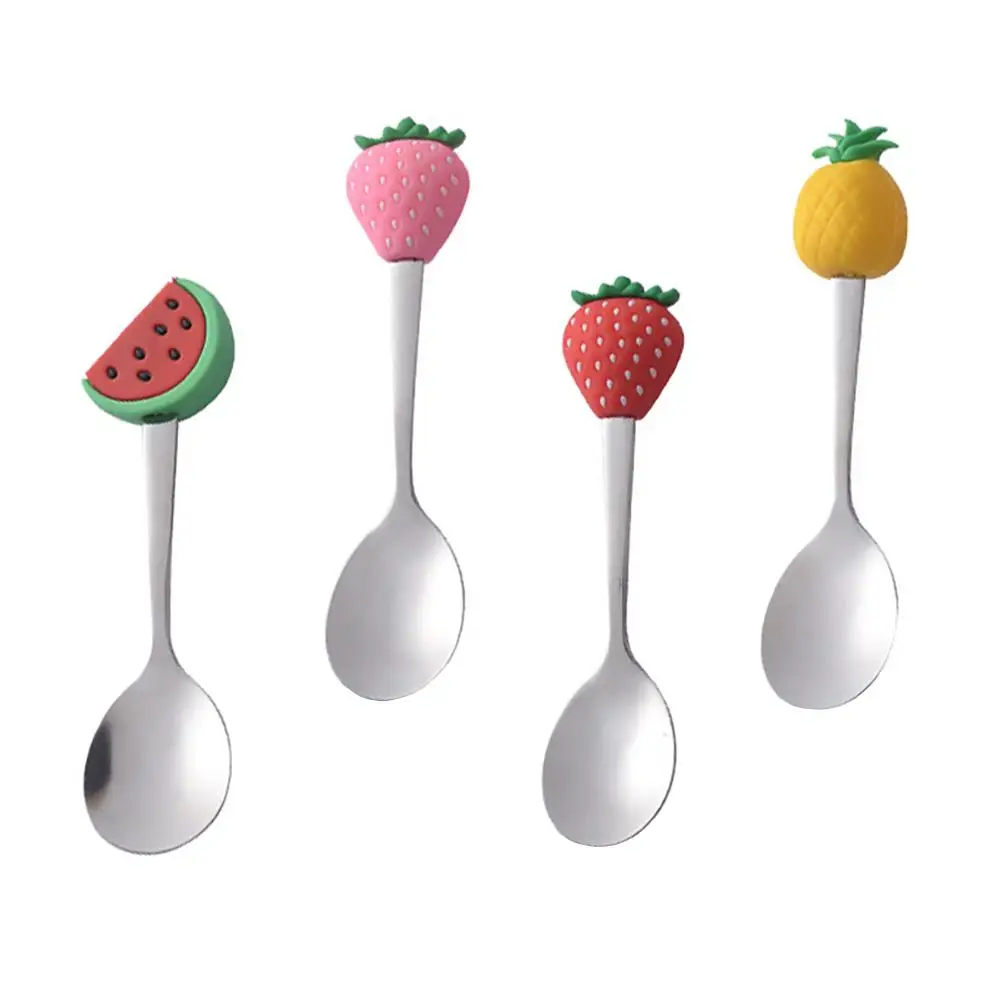 

Fruit Spoon Stainless Steel Dessert Baby Spoons Ergonomic Handle Mixing Lovely Tea Kid Spoon Stir Coffee Yoghurt Ice Cream Cake