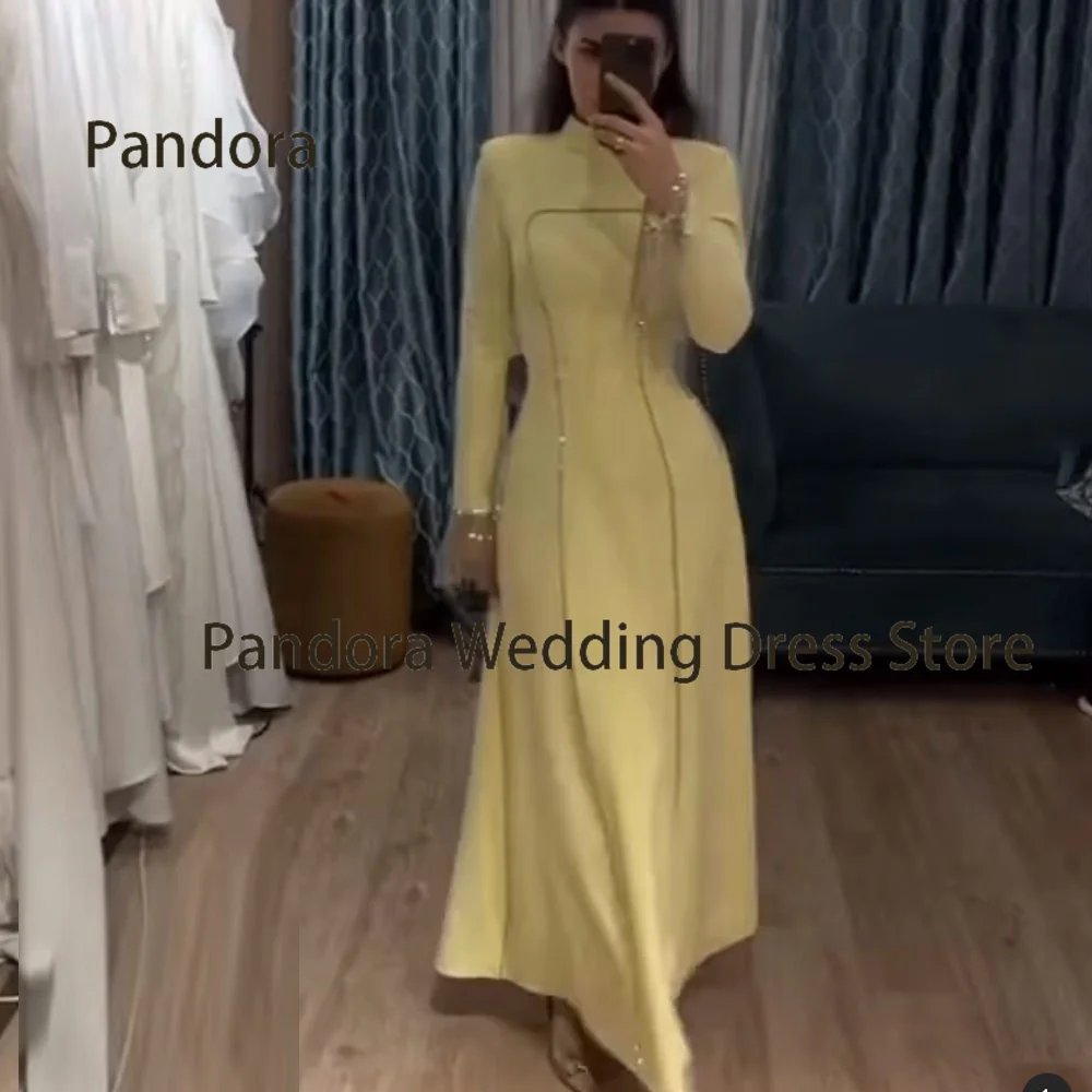 

Pandora Elegant Women's Formal Evening dress High neck full sleeve Floor-Length crystal Mermaid wedding cocktail party ball gown