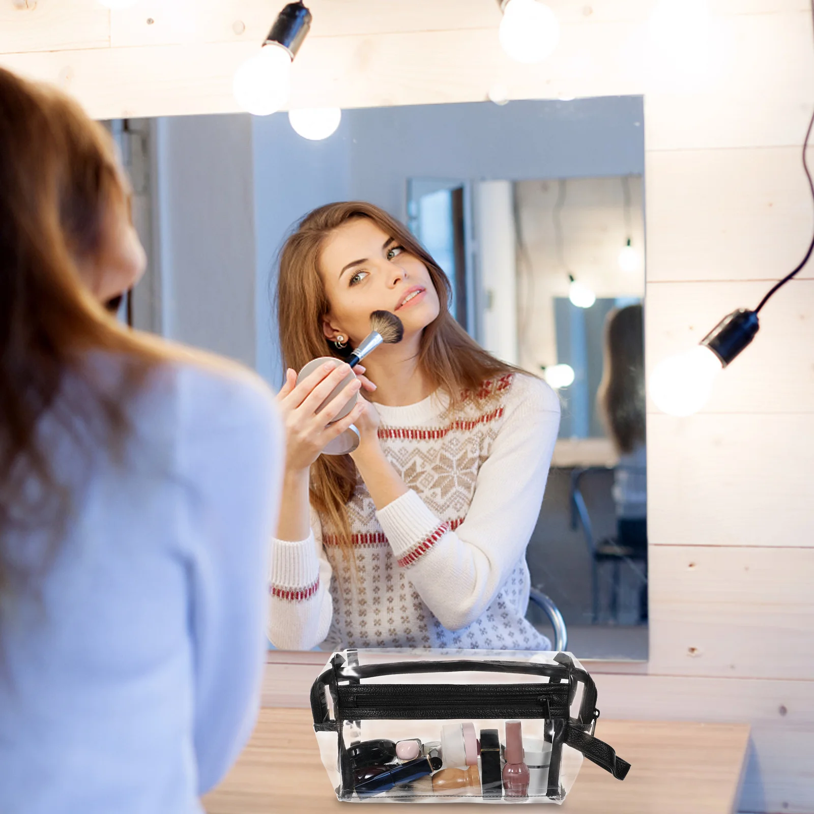 Borsa trasparente Custodia per trucco Custodia per cosmetici da viaggio Prodotti e trasparente
