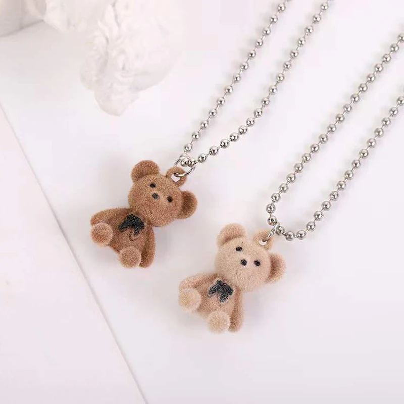 Personality Trend Teddy Bear Pendant Necklace Simple Plush Cool Handsome Cute Bear Lady Jewelry Commemorative Necklace Gift