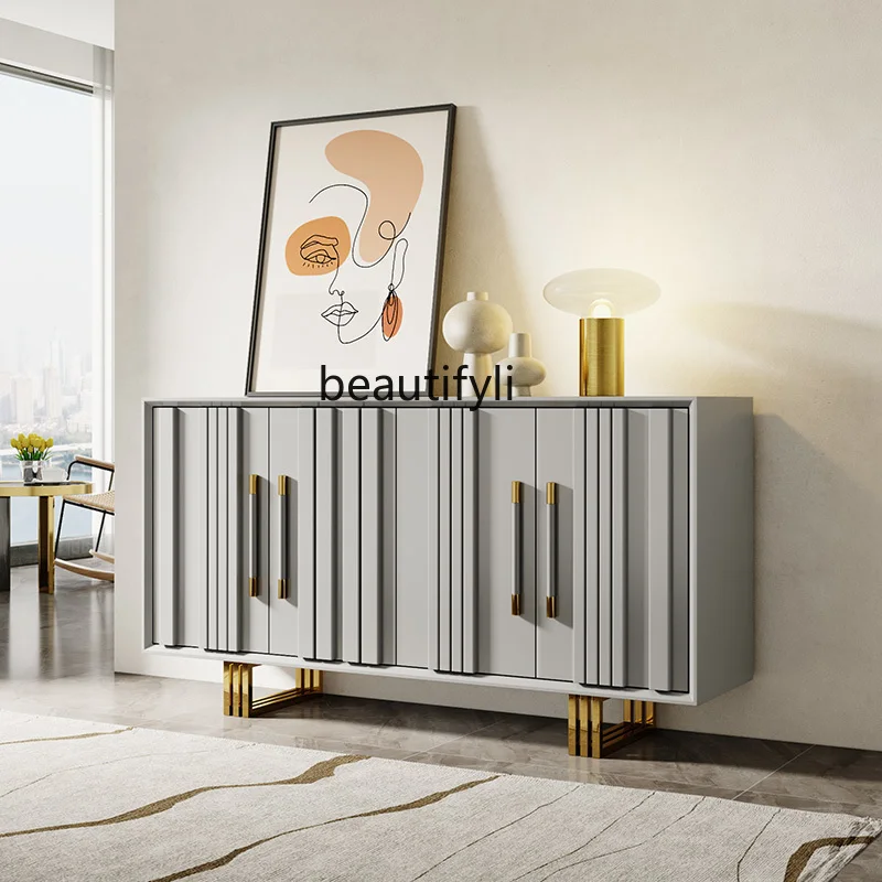 

zq Entrance Cabinet Curio Cabinet Italian Minimalist Gray Locker Partition Shoe Cabinet Post-Modern Sideboard Cabinet