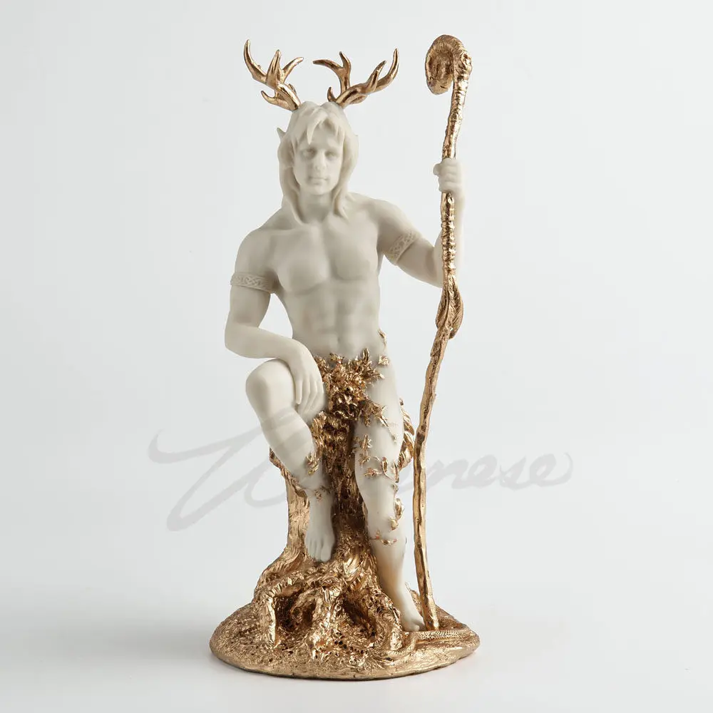 Herne The Hunter Resin Figurine Horned God Forest Deity Statue Celtic Myth Stag Antler Man Sculpture Home Desktop Decoration
