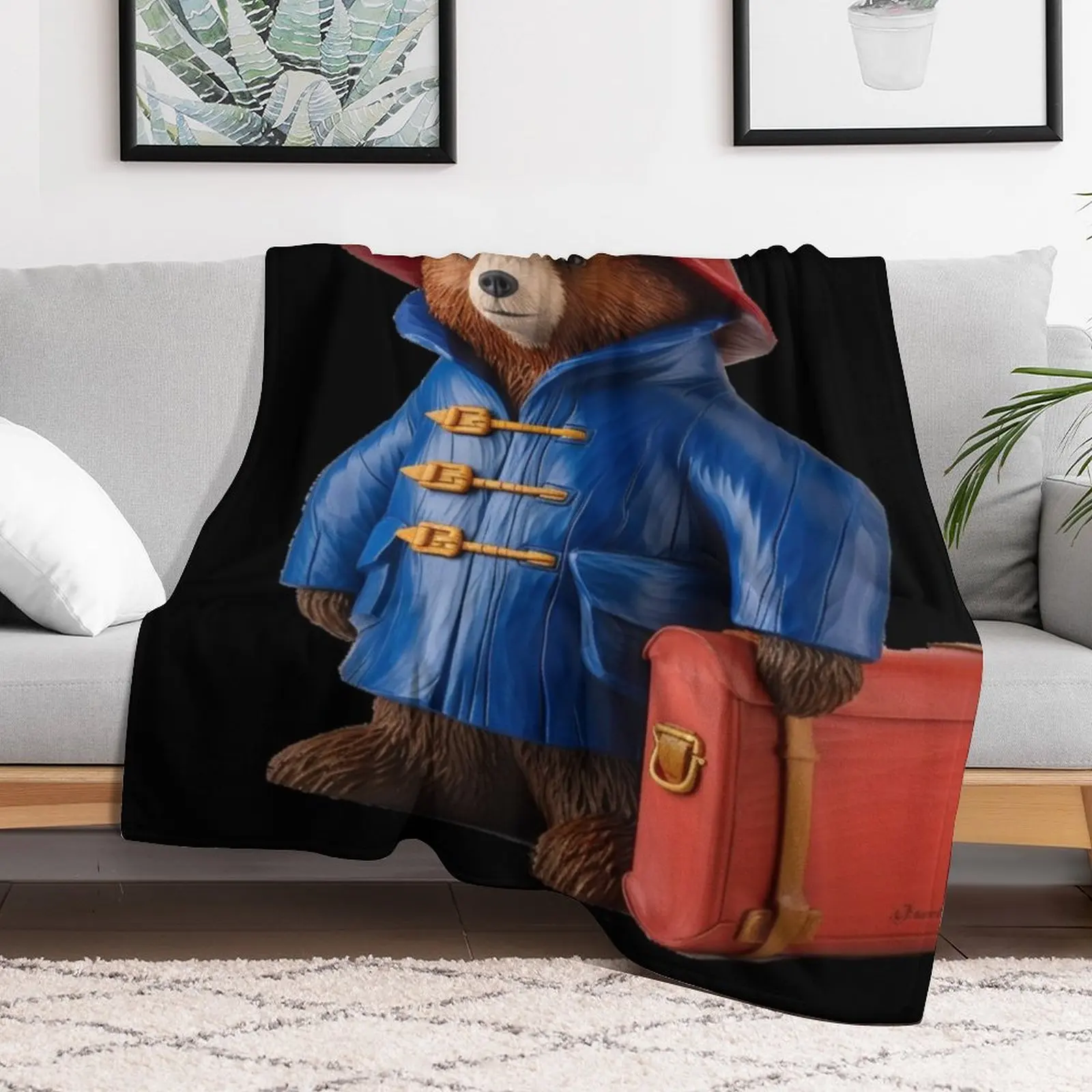 Paddington Bear with Red Suitcase Throw Blanket